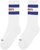 VETEMENTS White & Blue Iconic Socks
