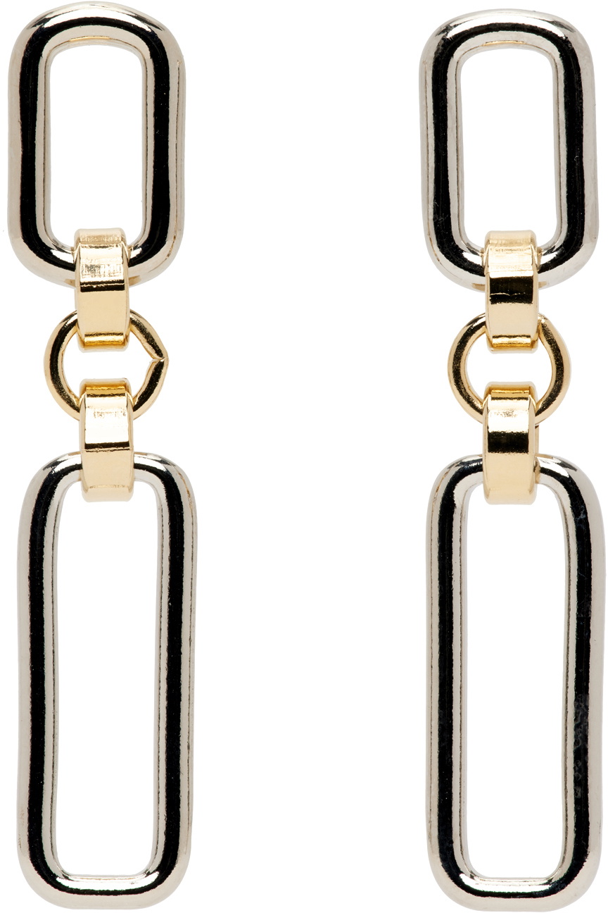 Laura Lombardi Silver & Gold Two-Tone Stanza Earrings Laura Lombardi