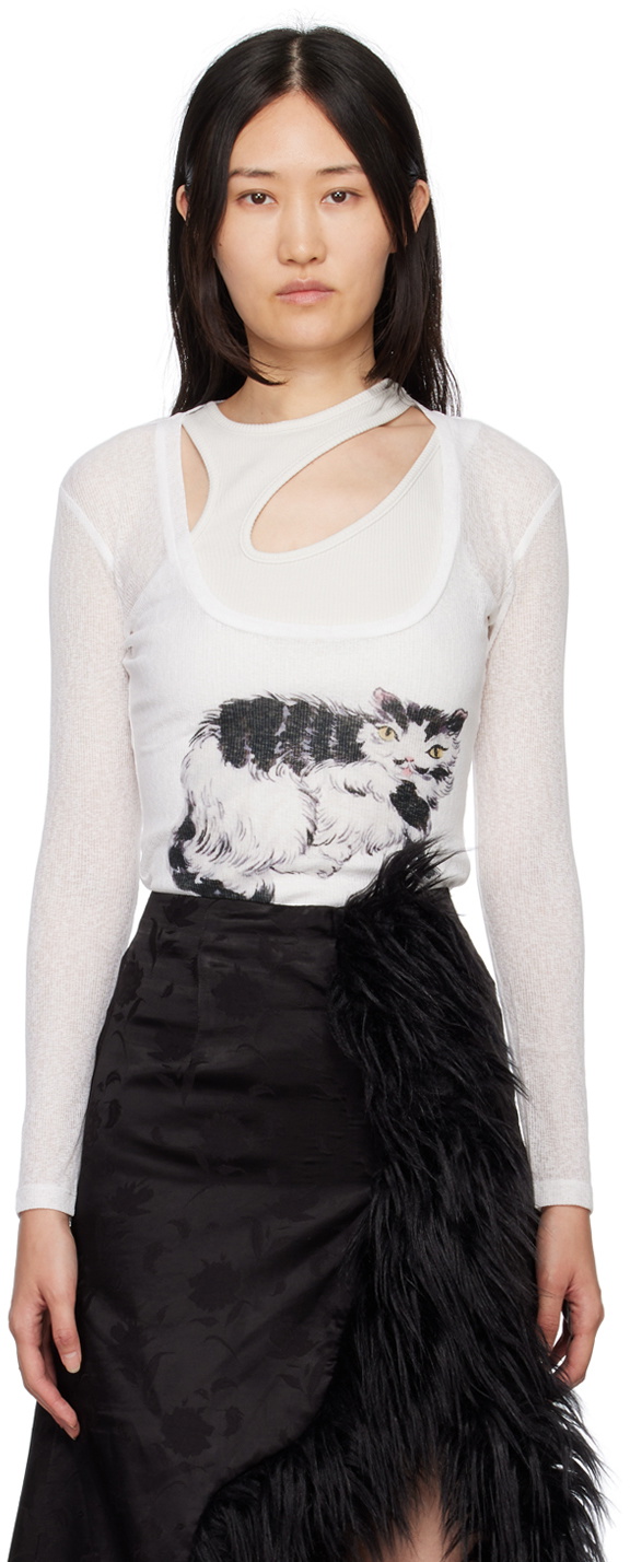 yuhan wang ユハンワン cat printed tops キャット 猫