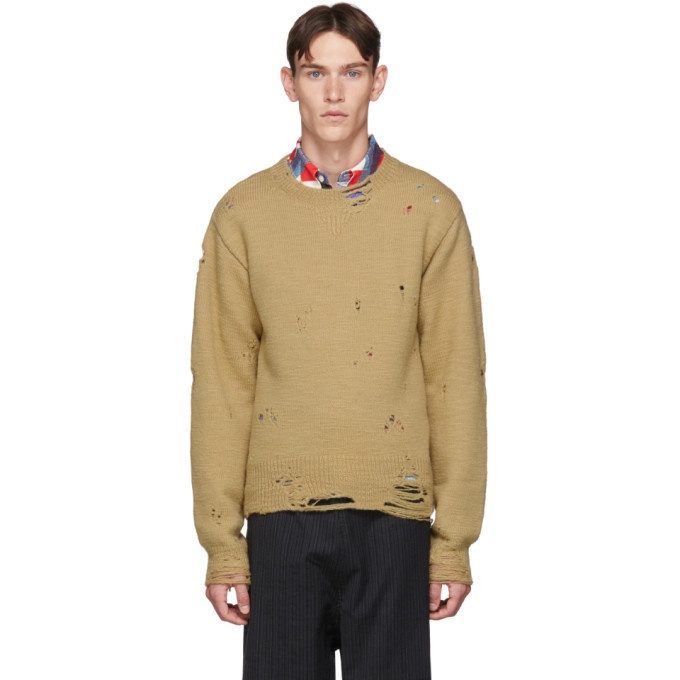 Photo: BED J.W. FORD Tan Wool Bolo Crew Sweater