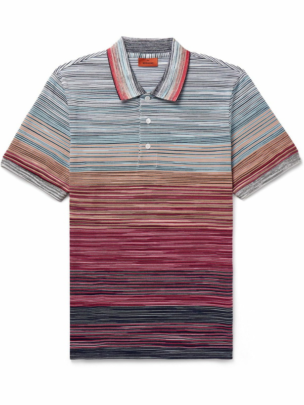 Photo: Missoni - Striped Space-Dyed Cotton-Piqué Polo T-Shirt - Red