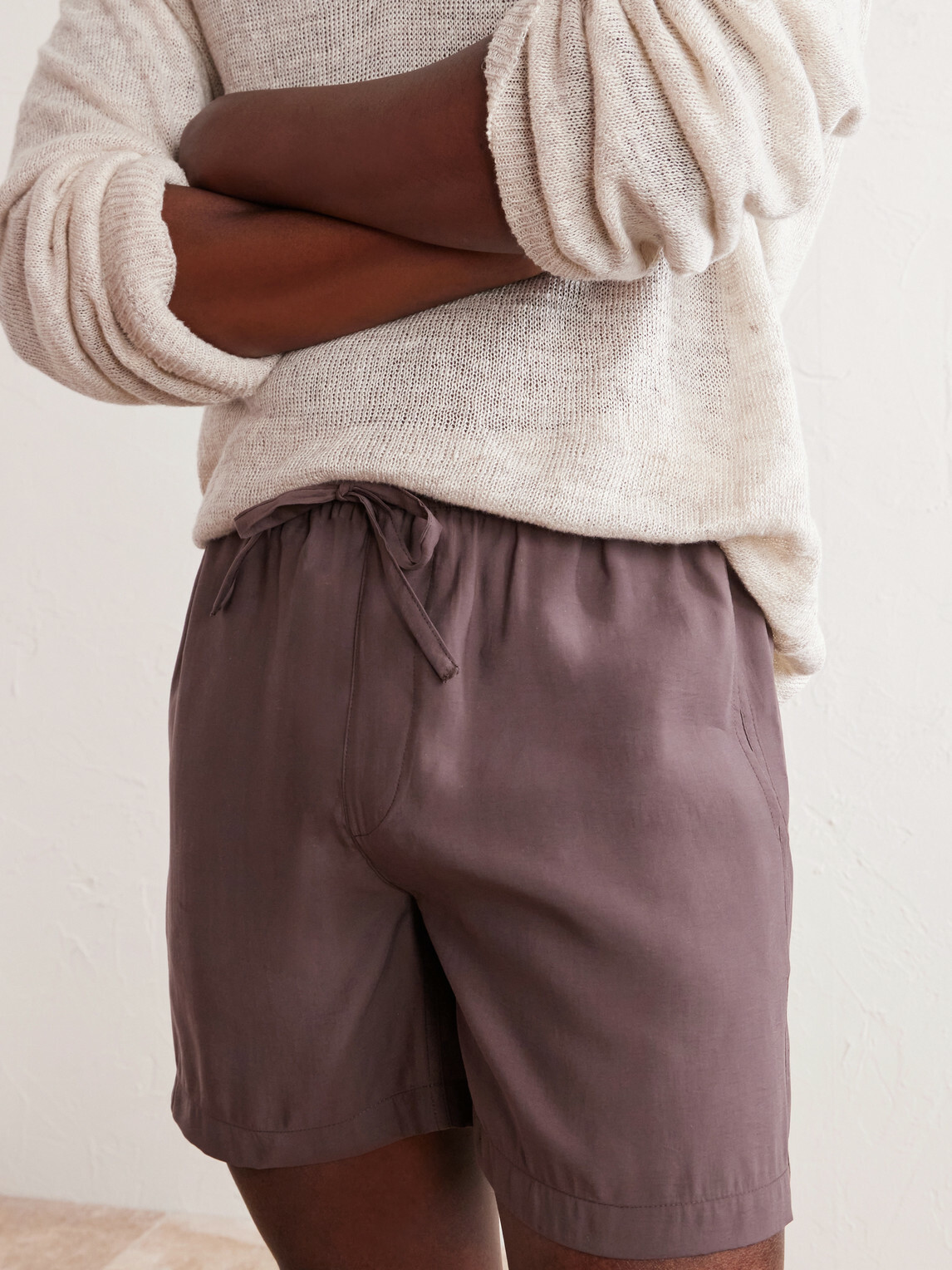 FRAME - Summer Boxer Straight-Leg Shell Shorts - Brown