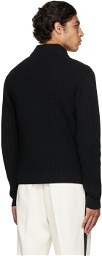 Dunhill Black Engineered Half-Zip Sweater