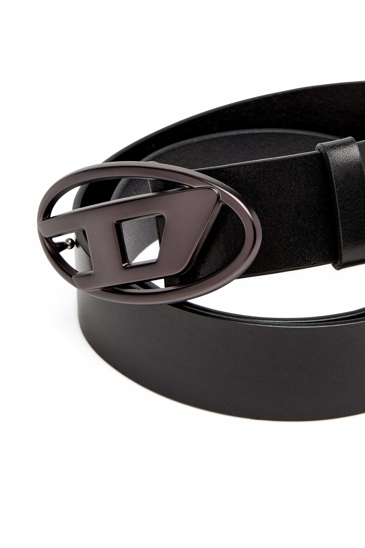 Diesel 3.9cm leather belt with metallic Oval D buckle - Belts - Unisex - Black