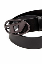 Diesel 3.9cm leather belt with metallic Oval D buckle - Belts - Unisex - Black
