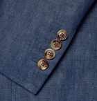 Brunello Cucinelli - Unstructured Herringbone Linen Suit Jacket - Blue
