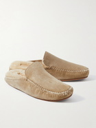 Manolo Blahnik - Crawford Suede Slippers - Neutrals