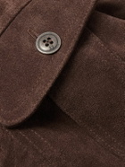 Greg Lauren - Camp-Collar Suede Trucker Jacket - Brown