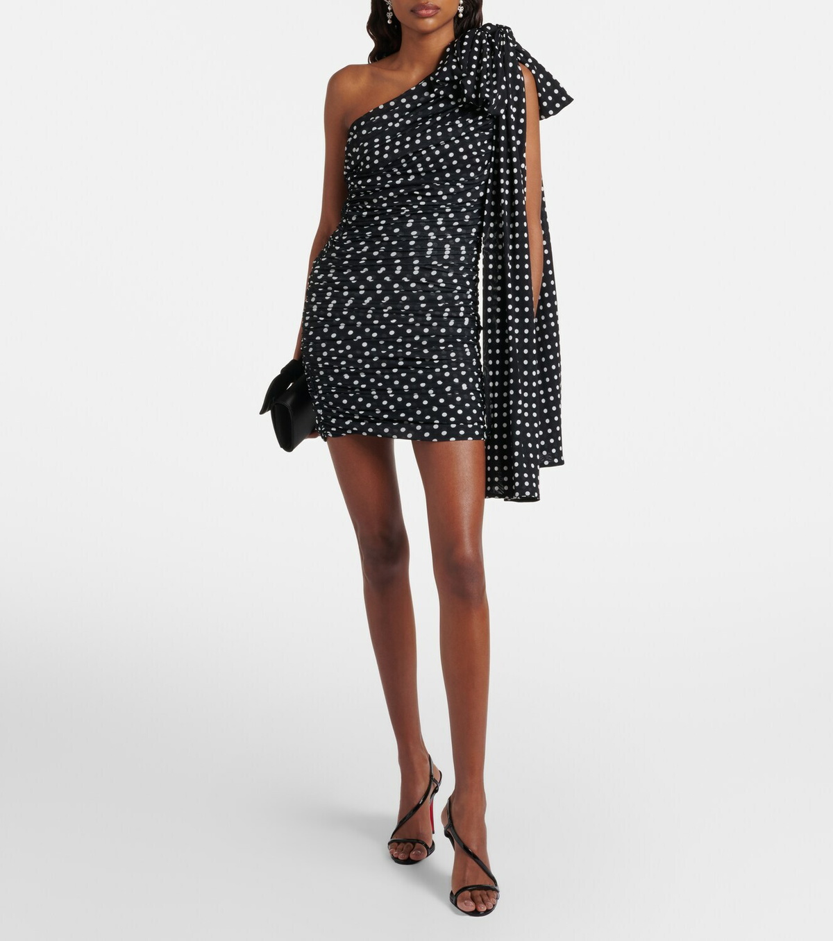Patou Polka-dot one-shoulder minidress