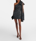 Patou Polka-dot one-shoulder minidress