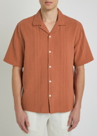 Wax London Didcot Seersucker Shirt Orange