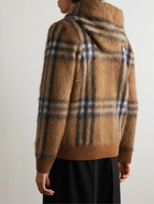 Burberry - Checked Brushed-Knit Hoodie - Brown