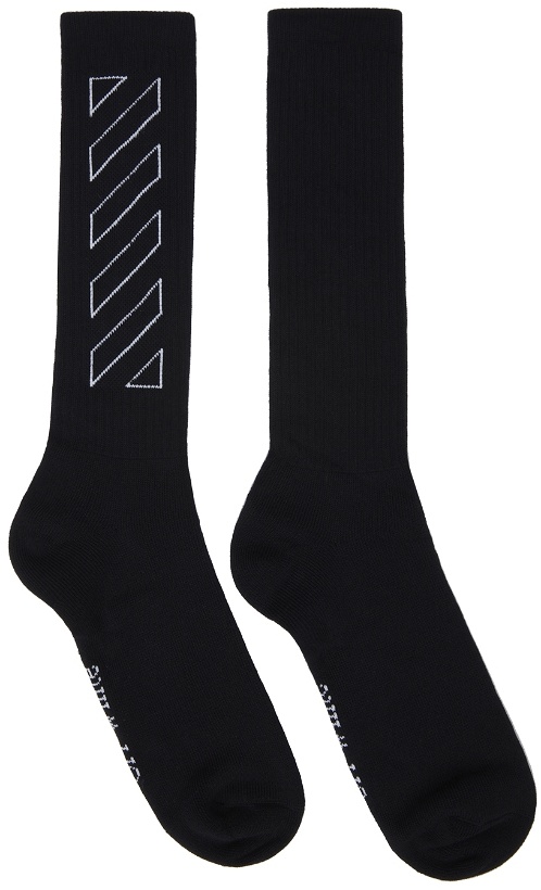 Photo: Off-White Black Diag Outline Mid Socks