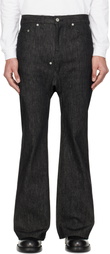 FUMITO GANRYU Black 5P Flare Sarouel Jeans