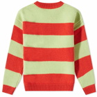 Acne Studios Men's Mini Kilgot Stripe Face Crew Knit in Sharp Red/Pale Green