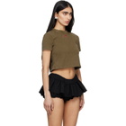 SHUSHU/TONG Khaki Wave Lace Collar T-shirt