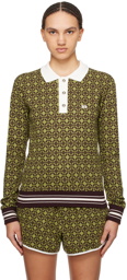 Wales Bonner Green & Brown 'The Power' Polo
