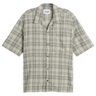 ACMH by Magic Castles Men's Short Sleeve Wave Shirt in Black Ecru Mini Check