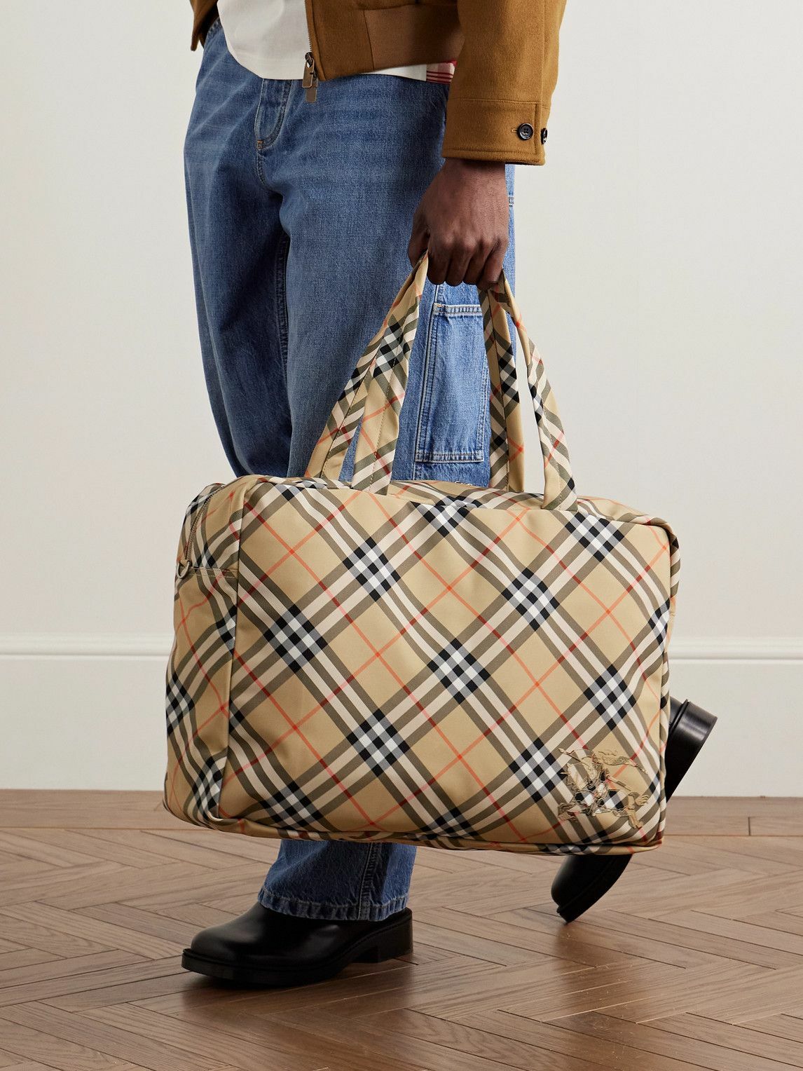 Burberry - Logo-Appliquéd Checked Canvas Duffle Bag Burberry