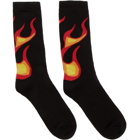 Palm Angels Black and Multicolor Flame Socks