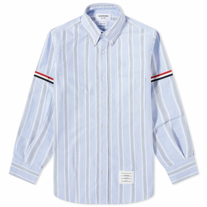 Photo: Thom Browne Men's Stripe Button Down Oxford Shirt in Light Blue