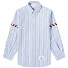 Thom Browne Men's Stripe Button Down Oxford Shirt in Light Blue