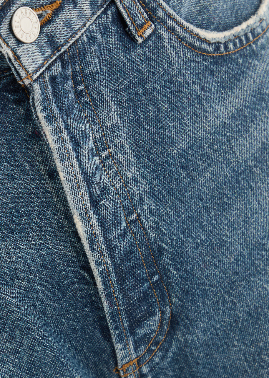 Agolde Low Slung Baggy Distressed Wide-leg Jeans Indigo