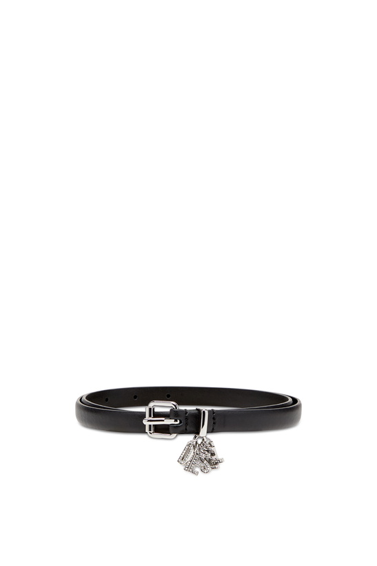 Photo: Diesel 1.4cm slim leather belt with logo charms - Belts Womens in Black