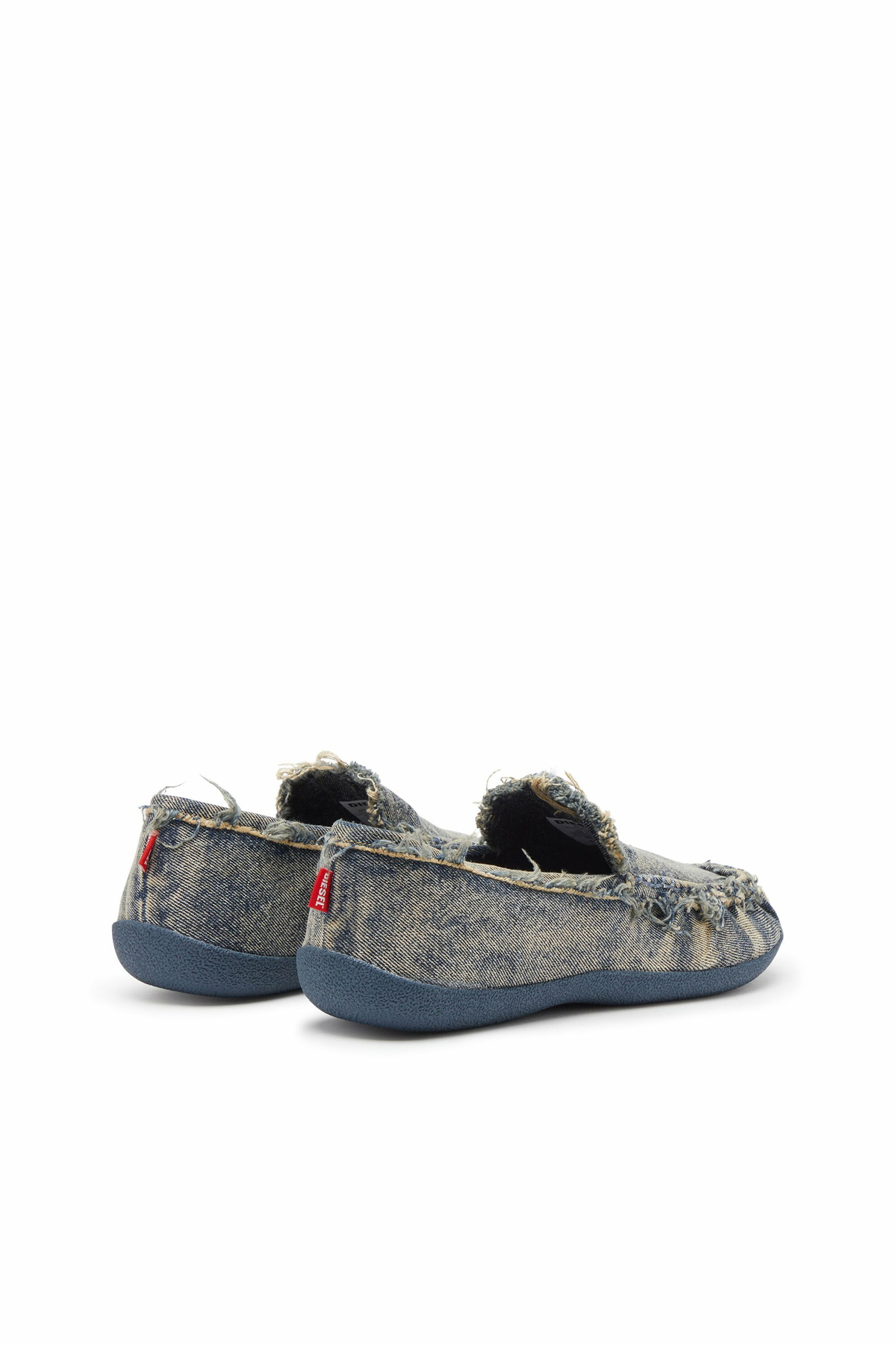 Diesel D-Shock-Distressed denim loafers - Mocassins and Mules Mens in Blue
