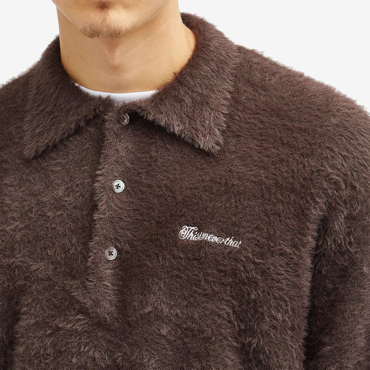 thisisneverthat Men's Knit Polo Shirt in Brown