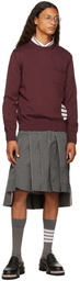 Thom Browne Burgundy 4-Bar Relaxed-Fit Sweater