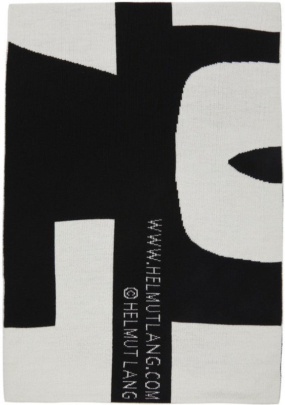 Photo: Helmut Lang Black & White Wool Logo Scarf