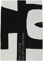 Helmut Lang Black & White Wool Logo Scarf