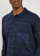 Loewe Logo-embroidered Striped Wool Polo Navy