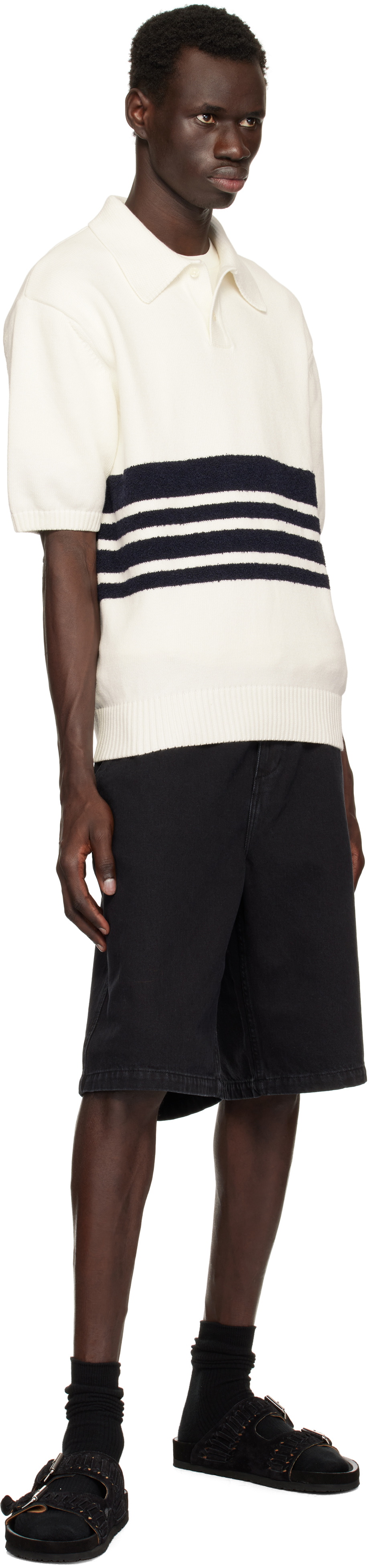 Palmes Black Twill Patch Denim Shorts