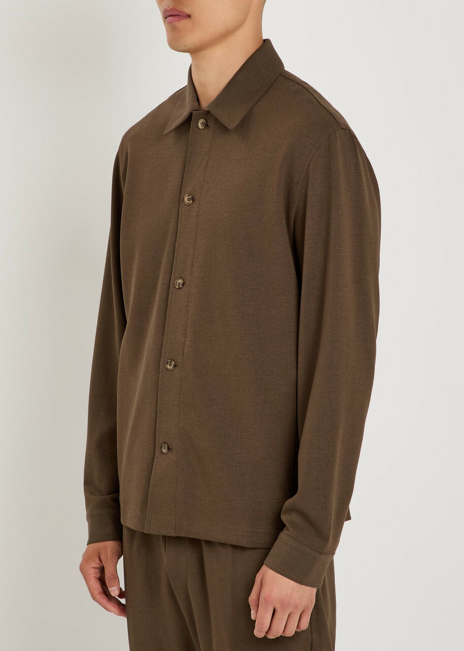Raith Geneva Textured Jersey Overshirt Brown