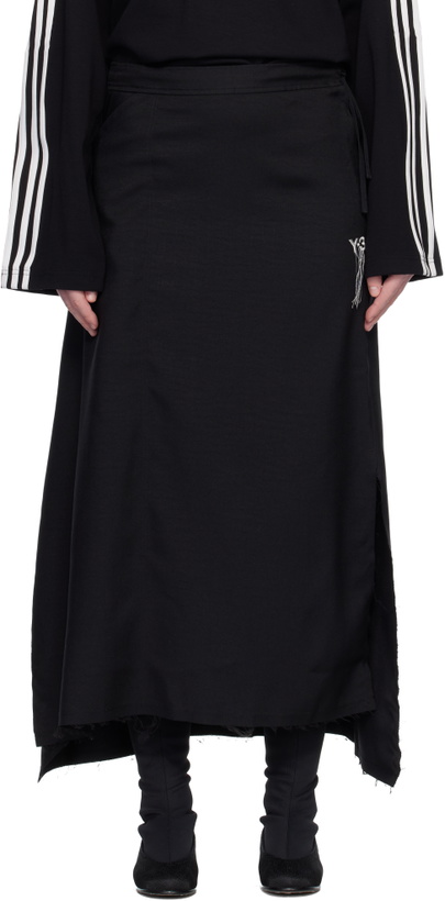 Photo: Y-3 Black Sport Uniform Raw Cut 3 Stripes Midi Skirt