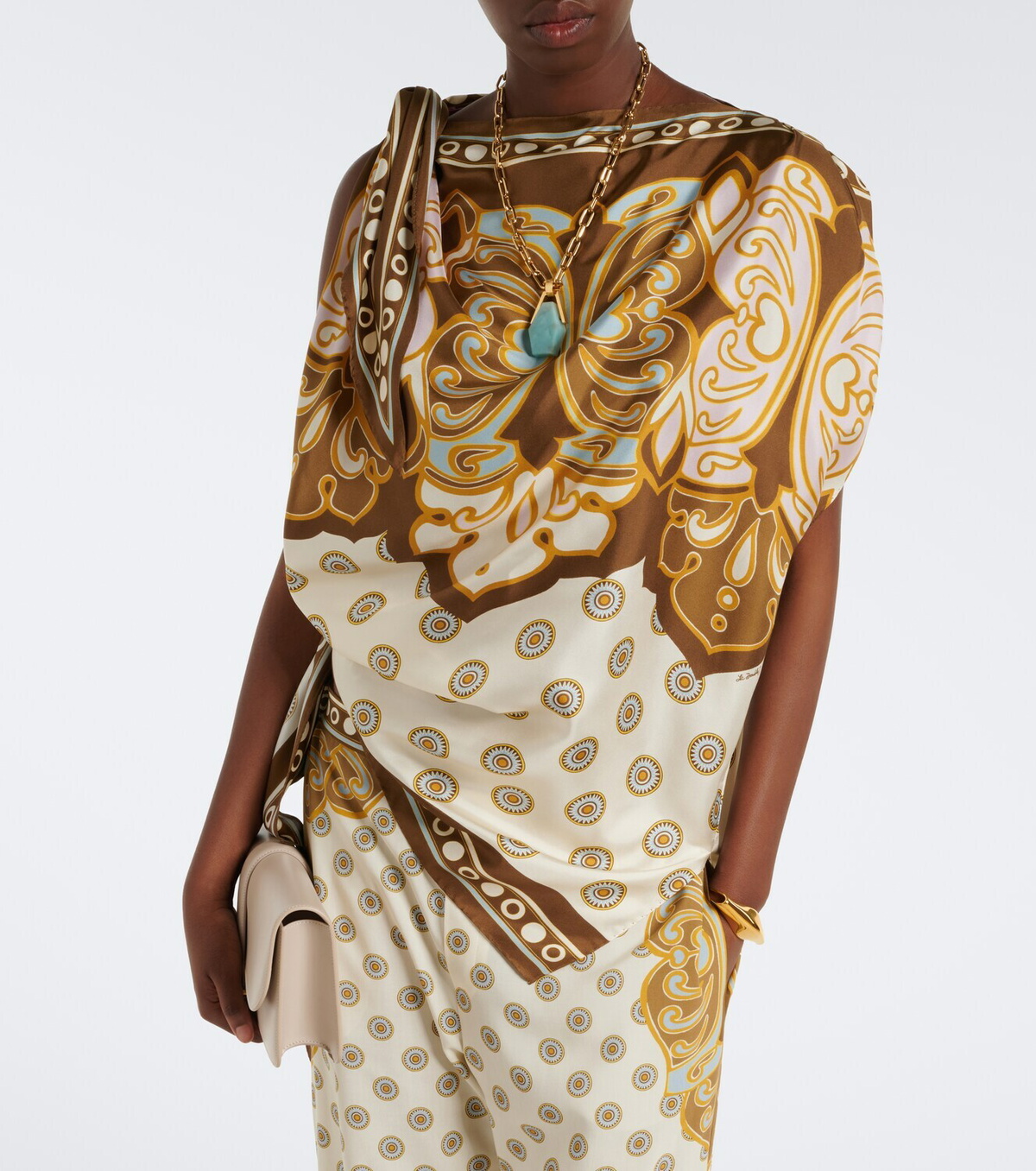 La DoubleJ Full-On printed silk twill top