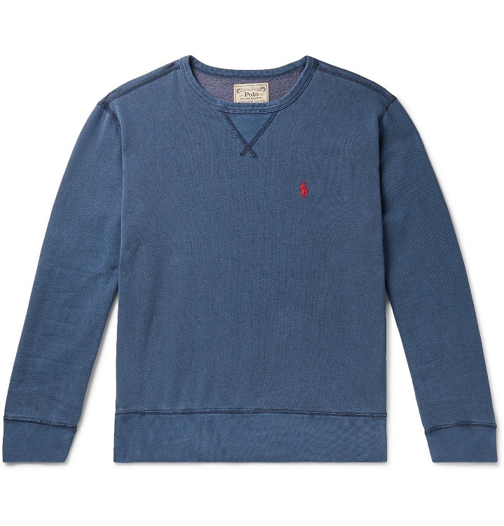 Photo: Polo Ralph Lauren - Garment-Dyed Fleece-Back Cotton-Blend Jersey Sweatshirt - Blue