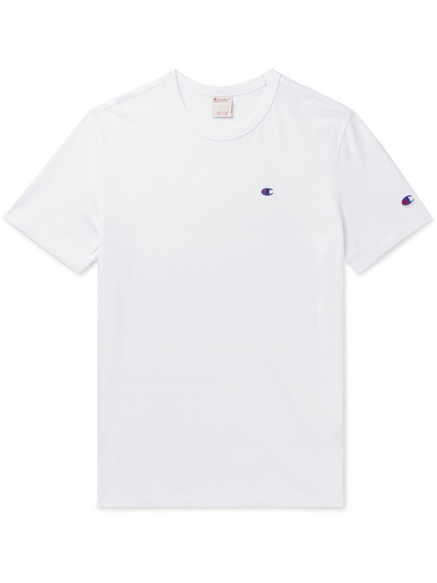 Photo: Champion - Logo-Embroidered Cotton-Jersey T-Shirt - White