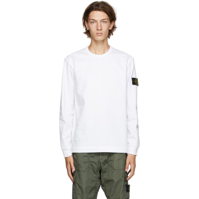 Photo: Stone Island White Cotton Long Sleeve T-Shirt