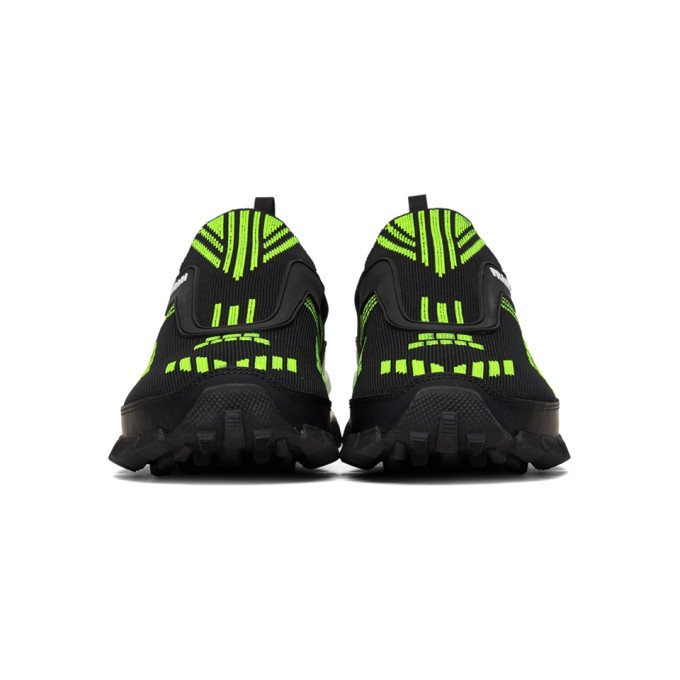 Prada Black and Green Crossection Slip-On Sneakers