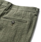 Officine Generale - Olive Paul Slim-Fit Herringbone Linen-Blend Suit Trousers - Men - Army green