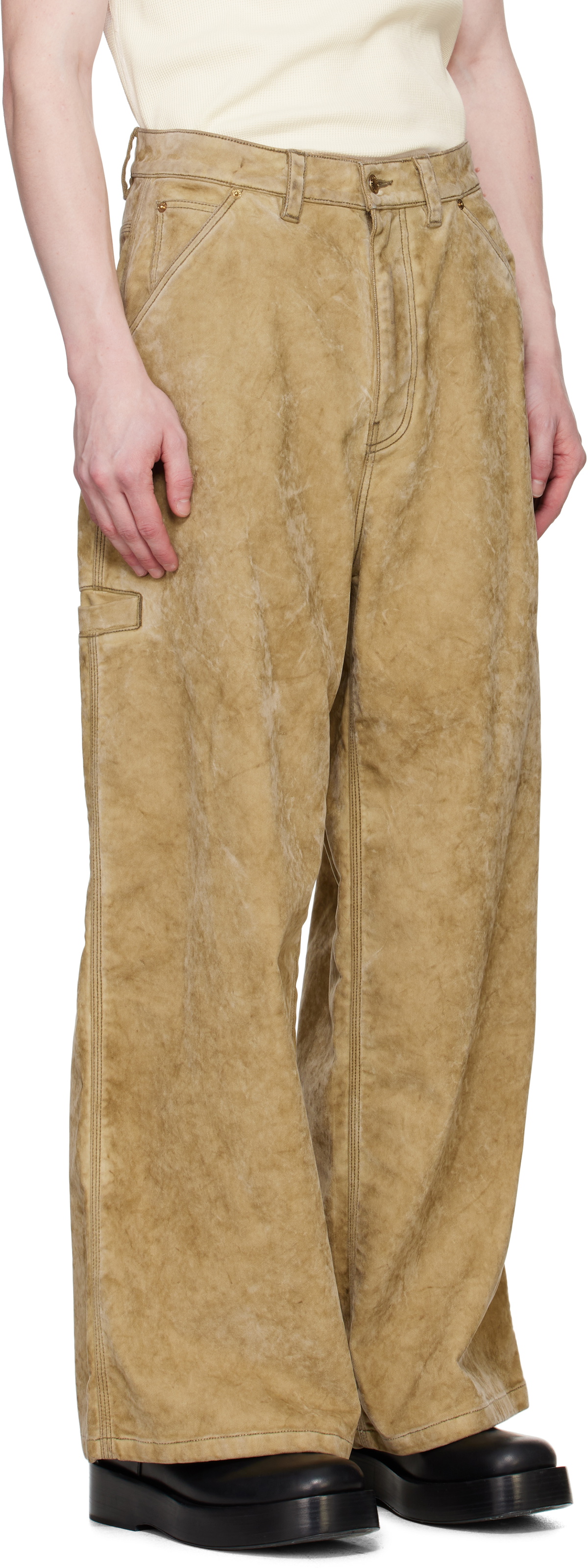 Alexander Wang Tan Rounded Carpenter Faux-Suede Jeans