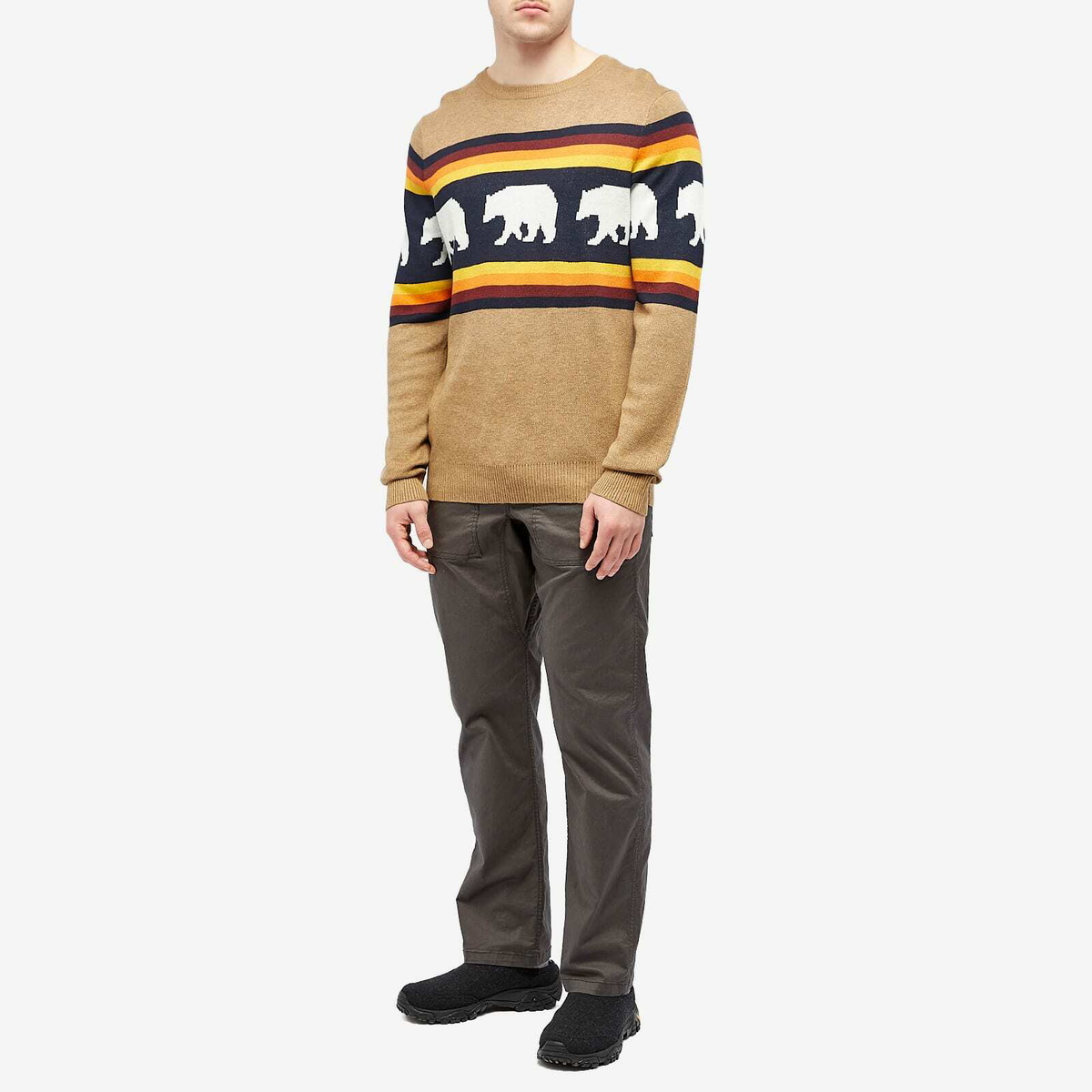 KAVU Men's Highline Jacquard Crew Knit in Snow Bear
