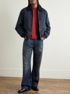 Rag & Bone - Fleece-Trimmed Denim Bomber Jacket - Gray