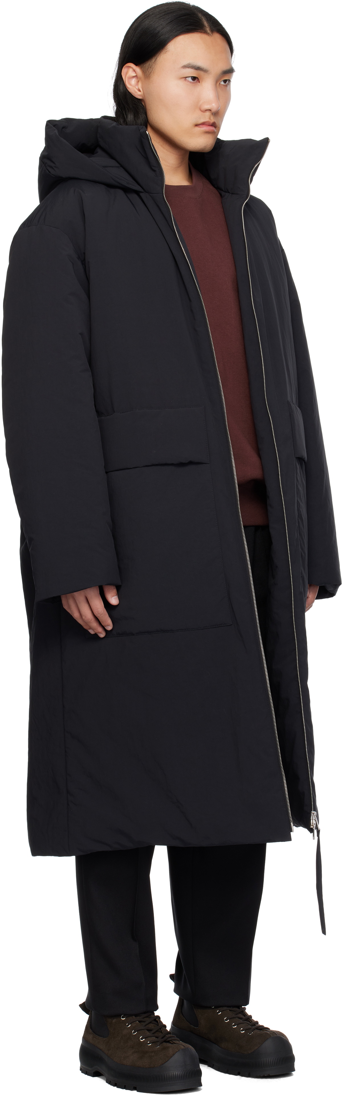 Jil Sander Black Hooded Down Coat Jil Sander