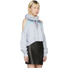 Marcelo Burlon County of Milan Blue Oversized Wings Cropped Hoodie