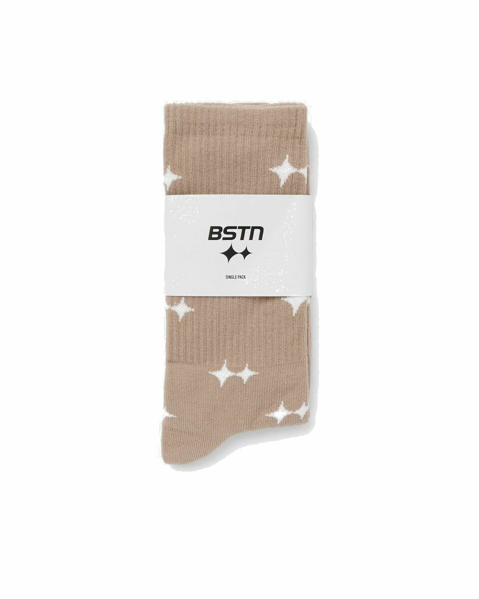 Photo: Bstn Brand Aop Socks Beige - Mens - Socks
