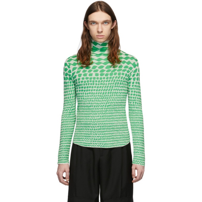Photo: Judy Turner Green and White Knit Turtleneck